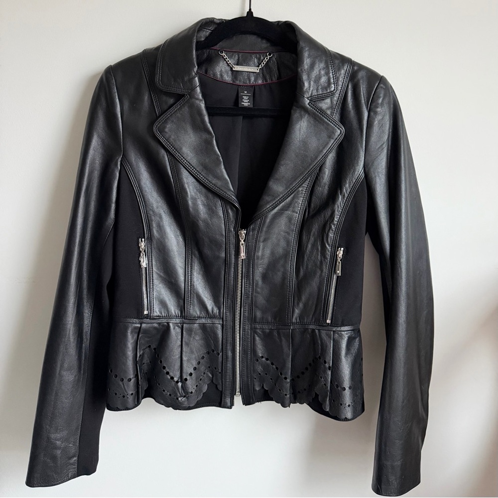 White House Black Market Black Leather Moto Biker Jacket